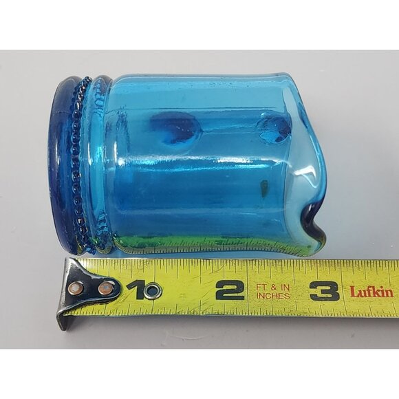 Vintage Souvenir Revere Beach Mass Blue Glass Creamer Pitcher Handle Pour Spout - Picture 9 of 10